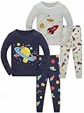 SOIBEEN Pyjamas für Jungen Space Planet Nachtwäsche Baumwolle Kleidung Kinder Nachtwäsche Langarm PJs Set 4-teiliges Outfit 7 Jahre