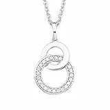 s.Oliver Kette mit Kreis Anhänger für Damen, Zirkonia und 925 Sterling Silber, Rhodiniert