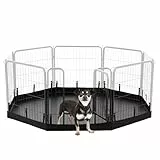 PJYuCien Hunde-Laufstall, Bodenpolster, passend für 61 cm breite 8 Paneele, reguläres achteckiges Metall, Schwarz (Hinweis: Laufgitter nicht im Lieferumfang enthalten)