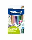 Pelikan Buntstifte-Set Silverino 12-teilig, dreieckig und dick, 12 Farben, Malstifte mit Grip und dreieckigem Schaft