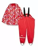 CareTec Baby und Kinder Regenjacke und Regenhose mit Fleece Futter im Set, Red (402), 86