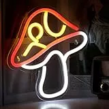 Chi-buy LED Neon Mushroom Nettes Neon Sign, USB Powered Neon Signs night liaght, 3D Wandaufhängung Spielzimmer Schlafzimmer Wohnzimmer Dekor Lampe für Kinder Kinder Mädchen (RED), 22x22x1.5cm
