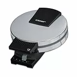 Cloer 285 Hörncheneisen für hauchdünne, knusprige Hörnchen, 800 W, Backfläche 15 cm Durchmesser, schwere Backplatten, stufenlos wählbarer Bräunungsgrad, Signalton, Edelstahlgehäuse, Edelstahl, Chrom