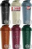 VELOMIX -6 PACK- 828ml Eiweiß Shaker - Auslaufsicher Shaker Proteinshake Mit 6x Kugel | Drehverschluss & Mess-Skala Shake Becher | Spülmaschinengeeignet & Stackable Protein Shaker (Earth Tones)