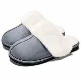 Mabove Hausschuhe Damen Pantoffeln Warme Memory Foam Winter Slippers Grau 38