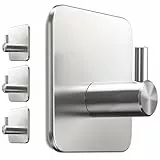 Menz Klebehaken, 4er Set - Rostfreie Badezimmer Wandhaken selbstklebend, Klebehaken Edelstahl, Haken mit wasserfesten Klebepads, Haken selbstklebend als praktische Handtuchhaken im Bad