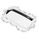 GLOGLOW Serviertablett für Lebensmittel, Schmucktablett, 12,2 X 20,6 cm, Rechteckiger Schmuckhalter für Snacks, Süßigkeiten, für Hochzeiten, Partys, Esszimmer, Hoteltisch, Verwendung Als (Silver)
