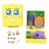 Polly Pocket x Spongebob Partnership-Schatulle, Micro-Puppen Spongebob und Patrick und Spielset, 7 Zubehörteile mit Haustier Gary, JKC84