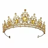RQcMid Krone MäDchen, Diadem Gold, Tiara, Krone Damen, Kristall Tiara, Hochzeit Tiara, Abschlussball, Geburtstag, Prinzessinnenparty (Gold)