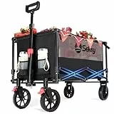 Sekey XXL Bollerwagen Faltbar mit Bremsen 160L 150KG Belastbar, Faltbarer Bollerwagen Geländetauglich, Klappbarer Handwagen Strand Camping Einkaufen, XXL-Sieger 3011, Schwarz mit Grau