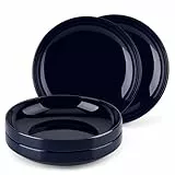 LOVECASA 1250 ml tiefer Teller aus Porzellan | Suppenteller dunkelblau | Ø 20,7 x H 4,5 cm | umweltfreundlich – spülmaschinenfest – ultraleicht | 4-teilig