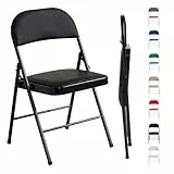 mcc direct 1 Stück Klappstuhl, Kunstleder Klappstuhl mit Metallrahmen und gepolstertem Sitz, einfach zu Falten und aufzubewahren für Zuhause, Büro, Esszimmer und Empfang (Weiß)