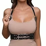 MeeQee Damen Punk Taillengürtel PU Leder Schwarz Gothic Weste Gürtel Sexy Verstellbare Körperketten Gürtel für Frauen Mädchen Cosplay Party Rave Halloween Kostüm