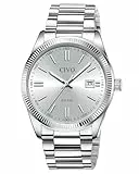 CIVO Herren Uhr Edelstahl Armbanduhr: Einfach Business Wasserdicht Uhren für Männer Silber - Analog Quarz Herrenuhr mit Leuchtend Datum