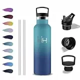 Grsta Trinkflasche Edelstahl, Trinkflasche 500ml, BPA-Frei, Wasserflasche mit Strohhalm, 24h Kalt & 12h Warm, Wasserflasche Auslaufsicher, Thermosflasche für Schule, Camping, Büro, Reisen