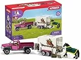 SCHLEICH Horse Club | Pick-up mit Pferdeanhänger 42346 | Set inkl. Fahrzeug, Anhänger, Pferd, 2 menschliche Figuren & Zubehör | Pferdespielzeug & Geschenk für Kinder | 38-teiliges Spielset