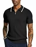 PaulJones Poloshirt Herren Kurzarm Casual Sommer Tshirts Strick Polo Herren Schwarz S