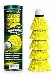 6 Federbälle, gelb für Badminton: Für Training und Wettkampf - Federball Badmintonbälle für Outdoor und Indoor