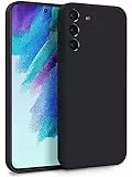 MyGadget Hülle für Samsung Galaxy S21 FE - Zweilagige Handyhülle mit Kameraschutz - Cover mit Innenfutter & Silikon außen - Schwarz