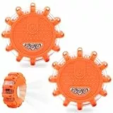 CJBIN Warnleuchte, 2 Stück Warnblinkleuchte, Wasserdichte Warnblitzer mit Magnet, Haken und 9 Blinkend Leuchtmodi für Kfz, Lkw, Traktor, Boot, Camping