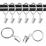 40 Stück Gardinenringe Vorhangringe, 32mm Gardinenringe mit Clips, Vorhang Clip Gardinenstange, Metall Vorhangringe, Vorhang Hängend Ringe für Fenster Tür Duschvorhänge, Bad, Schlafzimmer, Wohnzimmer