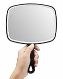 OMIRO Handspiegel, schwarzer Handspiegel mit Griff, quadratisch, L