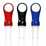 LOVMEAD 3 Stück Golf Pitchgabel mit Golfball-Marker, Faltbare Edelstahl Golf Divot Tool Golf Divot Reparatur Werkzeug, Golf Training Zubehör für Golf Reparaturzubehör(Schwarz+Blau+Rot 3 Stück)