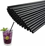 Suomiya 100 Schwarze Wiederverwendbare Strohhalme, 26 x 0,6 cm Trinkhalme Hochwertige Strohhalme aus PP-Material, geeignet für Cocktails, Kaffee, Milch, Saft und andere Getränke sowie