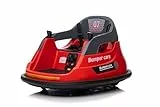 LEADZM 12V Elektro Autoscooter Kinder Elektroauto mit 2,4G Fernbedienung – 360° Drehbares Bumper Car mit LED-Lichtern & Musik, 2 Fahrmodi (Manuell/Remote) (Rot)