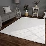 TT Home Wohnzimmer Teppich Hochflor Langflor Kunstfell Weich Modern Unifarben Flauschig, Farbe:Weiß, Größe:200x280 cm