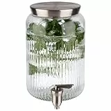 APS 10818 Getränkespender, 3,8 Liter, Glasbehälter, Edelstahl Zapfhahn, Ø 16 cm, Höhe 25 cm