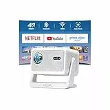 Smart Mini Beamer 4k [Offiziell Lizenzierter APP ] VISSPL 3000ANSI 4K Heimkino & Outdoor Beamer, Autofokus/Trapezkorrektur, WiFi6 Bluetooth Full HD 1080P Video Projektor für Handy/PC
