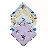 JukLoos Taschentücher für Damen,Bedruckte Damen Taschentücher mit Zufällige Farbe aus Baumwolle für Hochzeitsfeiern (6 PCS)