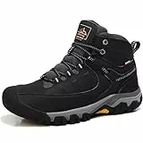 AX BOXING Winterschuhe Herren Gefüttert Winterstiefel Warm Wanderschuhe Draussen Winterboots Rutschfeste Wanderstiefel Schneestiefel Trekkingschuhe 41-46 EU (Helles Schwarz, 45 EU)