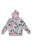 Disney Minnie Mouse Hoodie für Mädchen - Kinder Kapuzenpullover Pullover mit Kapuze Sweatshirt Grau/Rosa (DE/NL/SE/PL, Numerisch, 122, 128, Regular, Grau/Rosa)