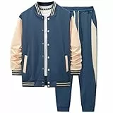 DONYKARRY Jogginganzug Herren Set Trainingsanzug Sportanzug Langarm Freizeitanzug Männer Tracksuit für Fußball Gym Fitness Sporthose(Blau,L)