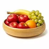 Jungle Culture® Große Bambus-Obstschale 30 cm – Natürliche Holzsalatschale – Nachhaltige Haushaltswaren – für Küchenarbeitsplatte oder Esstisch – Handgefertigte Salatschüssel aus hellem Holz