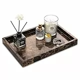 Kosmetiktabletts Marmor Tablett Badezimmertablett Luxuriöse Marmortablett Dunkelbraun 30 x 20 x 3 cm Schlüsselschale Küche Tabletts Dekotablett für Arbeitsplatte Bad Kerzen Handtuch
