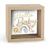 KE - Süße Baby Spardose mit Folienprägung Geburt oder Taufe - Niedliche Geldbox für Kinderzimmer - Hochwertige Verarbeitung