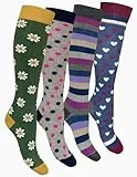 CriCri Socks 4 Paar Kniestrümpfe Damen-Socken aus warmer Baumwolle, Einheitsgröße - Made in Italy (Kombination 7)