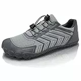 IceUnicorn Barfußschuhe Herren Damen Breite Traillaufschuhe Zehenschuhe Traillaufschuhe Unisex(Krass Grau, 43EU)