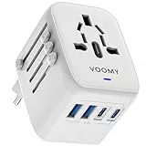 VOOMY Reiseadapter Weltweit, Universal Reisestecker für 170+ Länder, Reisestecker Adapter Weltweit Europa USA Mexiko Australien, Universal All in one Travel Plug Adapter mit 2 USB-C und 2 USB-A