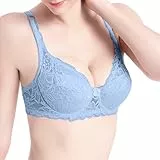 Damen BH Vollschalen Ungepolster Bügel BH Floraler Spitze BH Soft Cup Große Größen Nahtloser T-Shirts BH Weich Bequem Stretch Klassische Bustier Baumwoll Bra Lightning Deals Blau S