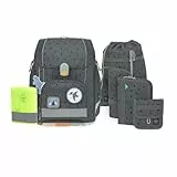 LÄSSIG 7-teiliges Schulranzen Set Kinder/School Set Boxy Unique Speckles Anthracite