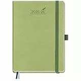 BEZEND Kalender 2025 2026 Wochenplaner A5, 18-Monate Buchkalender Juli 25-Dez 26, PU-Leder Hardcover 1 Woche 2 Seiten mit Stifthalter - Kiwi