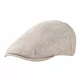 TOP-EX 100% Leinen Schiebermütze Herren Baskenmütze Mütze UPF 50 Sonnenschutz Sonnenhut Sommer Schirmmuetze Newsboy Cap 95557_Beige XL Big