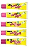 UHU 47735 Bastelkleber ohne Lösungsmittel, 90 g Tube (5er Pack)