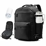 BOXSAM Vakuum Rucksack Handgepäck Flugzeug Tasche Airbag mit Vakuumsystem Reisen Tagesrucksack Ryanair 40x30x25 Rucksack Damen Vacuum Reiserucksack mit Pumpe Wasserdicht Herren Vakuum Koffer.(Schwarz)