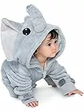 corimori Flauschiges Elefanten-Kostüm für Babies, Neugeborene, | Karneval Fasching Kostüm Onesie für Mädchen, Jungen | Körpergröße 60-70cm