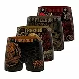 FREEGUN Hyraw Herren-Boxershorts, Original, ultraweich, 4 Stück, Orange/Rot/Braun/Schwarz, L